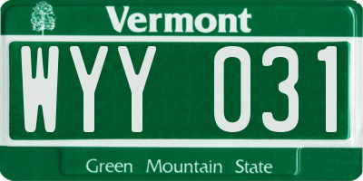 VT license plate WYY031
