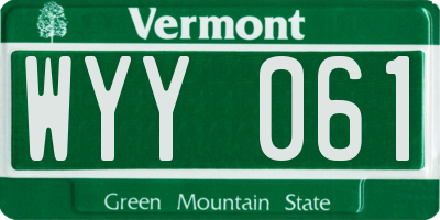 VT license plate WYY061