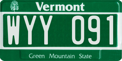 VT license plate WYY091