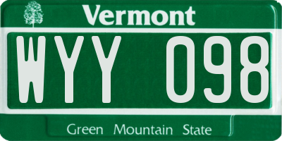 VT license plate WYY098
