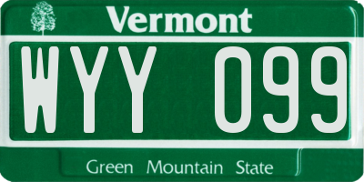 VT license plate WYY099