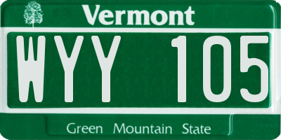 VT license plate WYY105