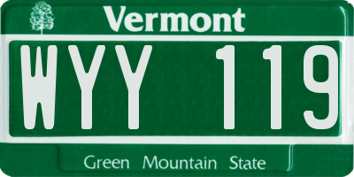 VT license plate WYY119