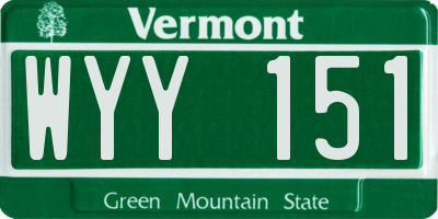 VT license plate WYY151