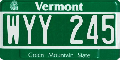 VT license plate WYY245