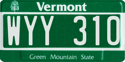 VT license plate WYY310