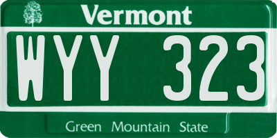 VT license plate WYY323