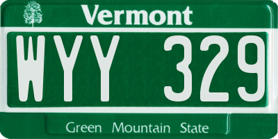 VT license plate WYY329