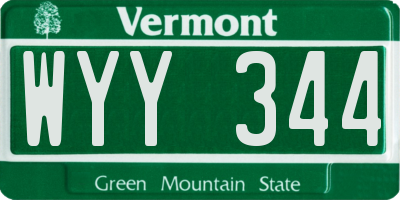 VT license plate WYY344