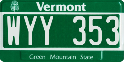 VT license plate WYY353