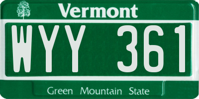 VT license plate WYY361