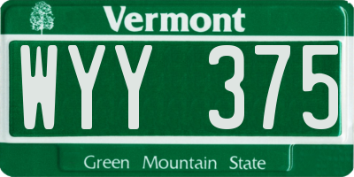 VT license plate WYY375