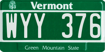 VT license plate WYY376