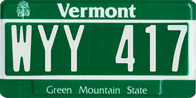 VT license plate WYY417