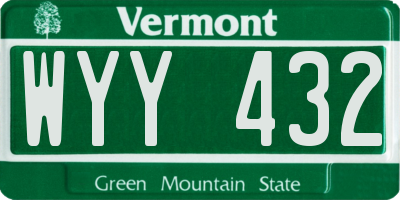 VT license plate WYY432