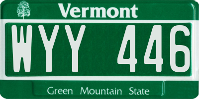 VT license plate WYY446
