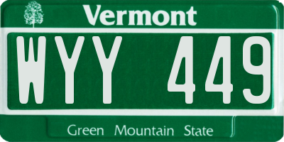VT license plate WYY449