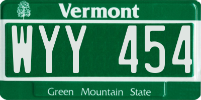 VT license plate WYY454