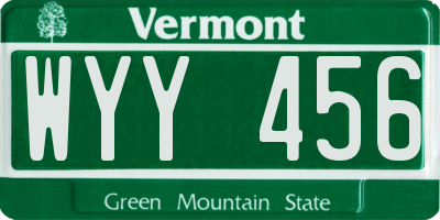 VT license plate WYY456