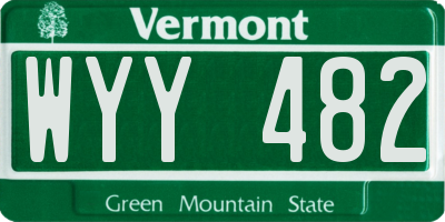 VT license plate WYY482