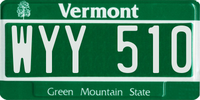 VT license plate WYY510