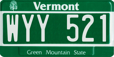 VT license plate WYY521
