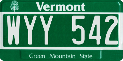 VT license plate WYY542