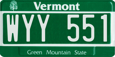 VT license plate WYY551