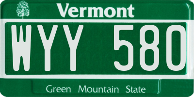 VT license plate WYY580