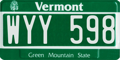 VT license plate WYY598