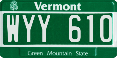 VT license plate WYY610