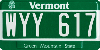VT license plate WYY617