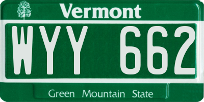 VT license plate WYY662