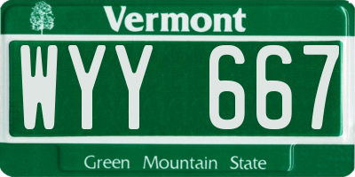 VT license plate WYY667