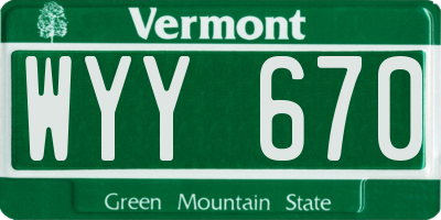 VT license plate WYY670
