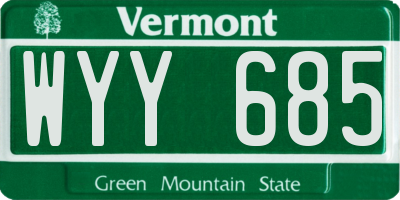 VT license plate WYY685