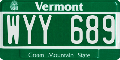VT license plate WYY689