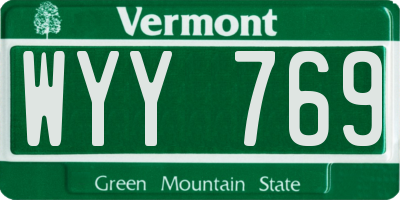VT license plate WYY769