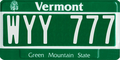 VT license plate WYY777