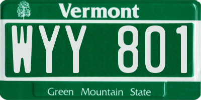 VT license plate WYY801