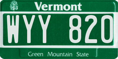 VT license plate WYY820