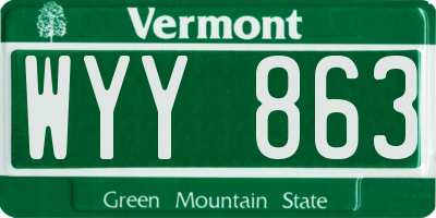 VT license plate WYY863