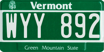 VT license plate WYY892