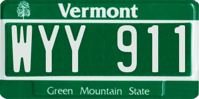 VT license plate WYY911