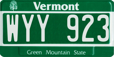 VT license plate WYY923