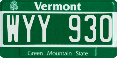 VT license plate WYY930