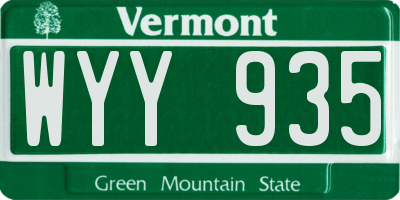 VT license plate WYY935