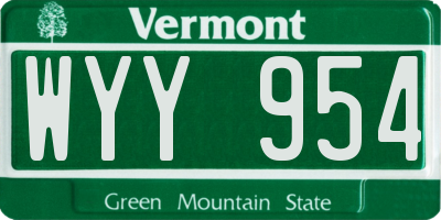 VT license plate WYY954