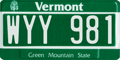 VT license plate WYY981