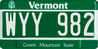 VT license plate WYY982